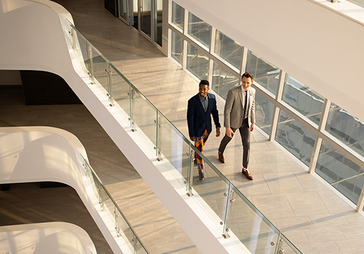 Two businessmen walking