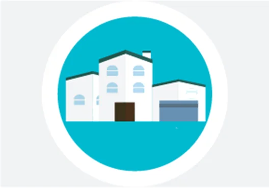 A graphic showing a white house.