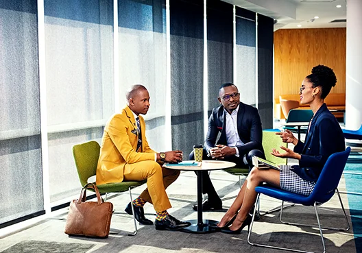 Lady talking in a meeting