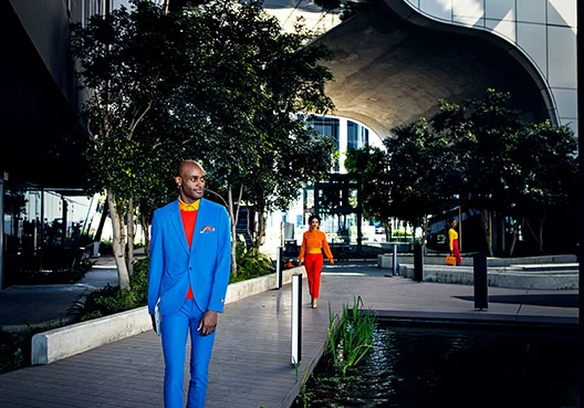 Man in formal wear walking