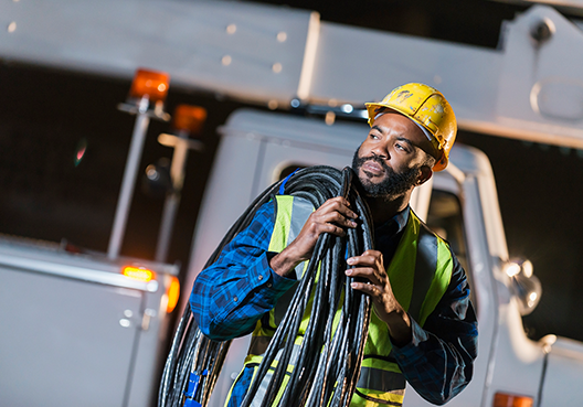 A South African engineer working at a construction site.