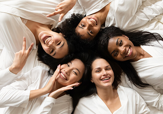 A group of women relax together after having a spa treatment. 