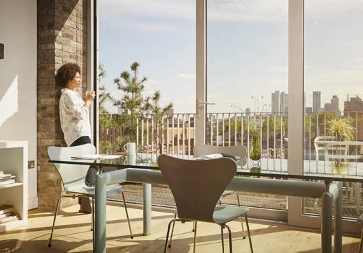 Lady looking through windows