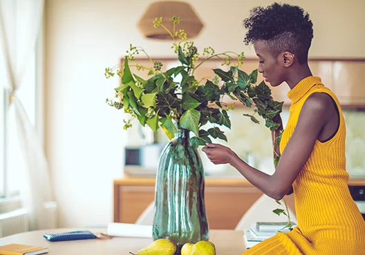 Woman holding a beautiful flower