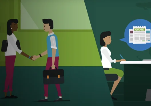 A financial adviser meets with a  client and then draws up a quote for what they will need.