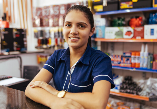 An employee at a hardware supply store that caters to DIY specialists. 