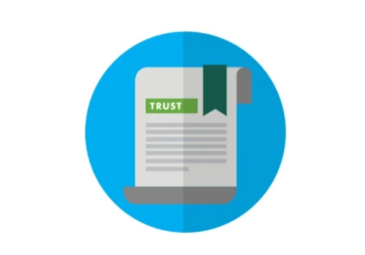 A graphic showing a document detailing the set up of a trust.