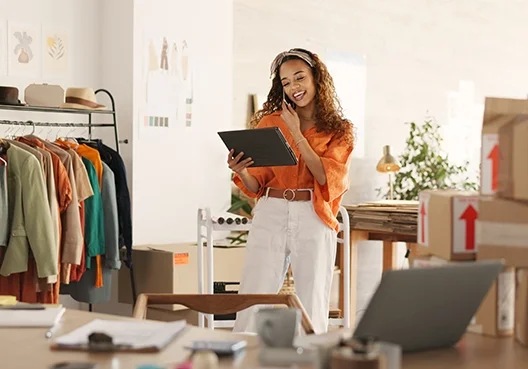 Young businesswoman happy with her financial planning