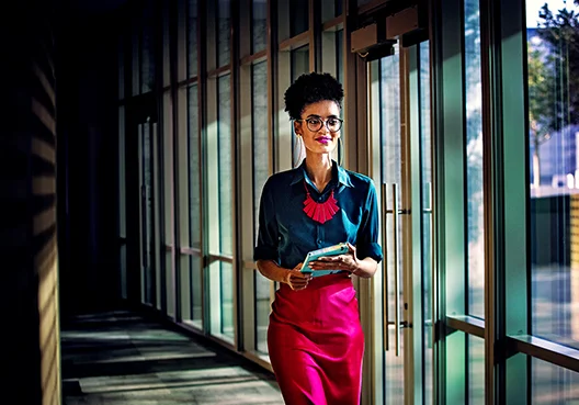 Lady in formal wear walking