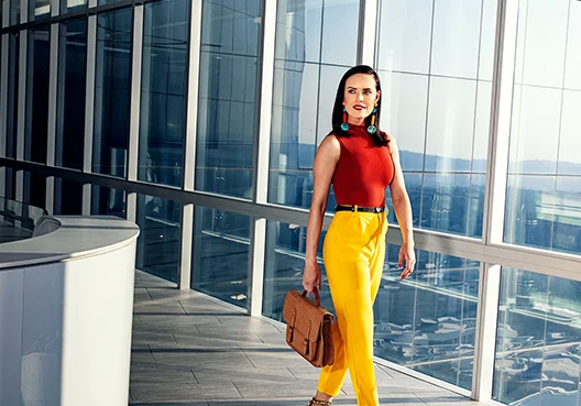 Lady in formal wear walking