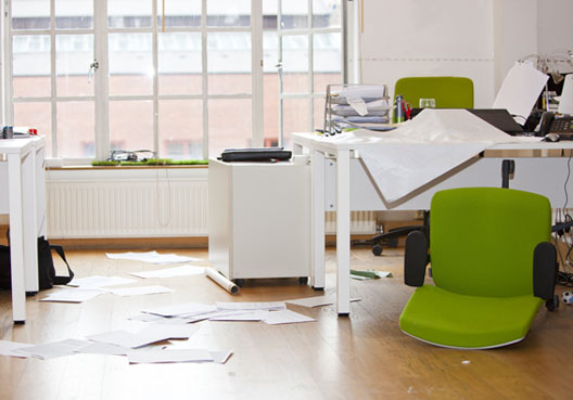 An office is looted after a break in by thieves looking for electronic goods.